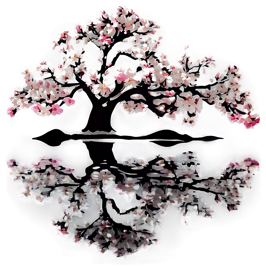 Sakura Tree Reflection In Water Png 24 PNG Image