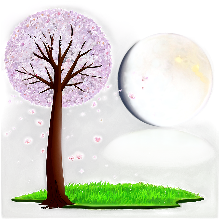 Sakura Tree Under Moonlight Png Tsi81 PNG Image