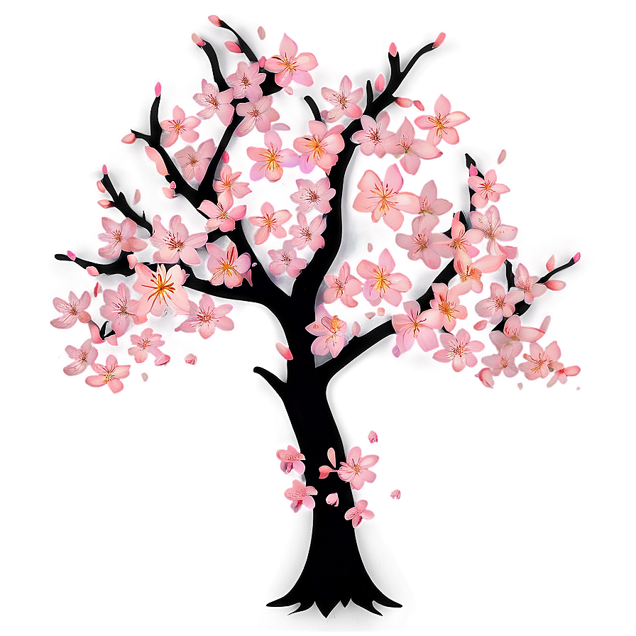 Sakura Tree With Fireflies At Night Png 06122024 PNG Image