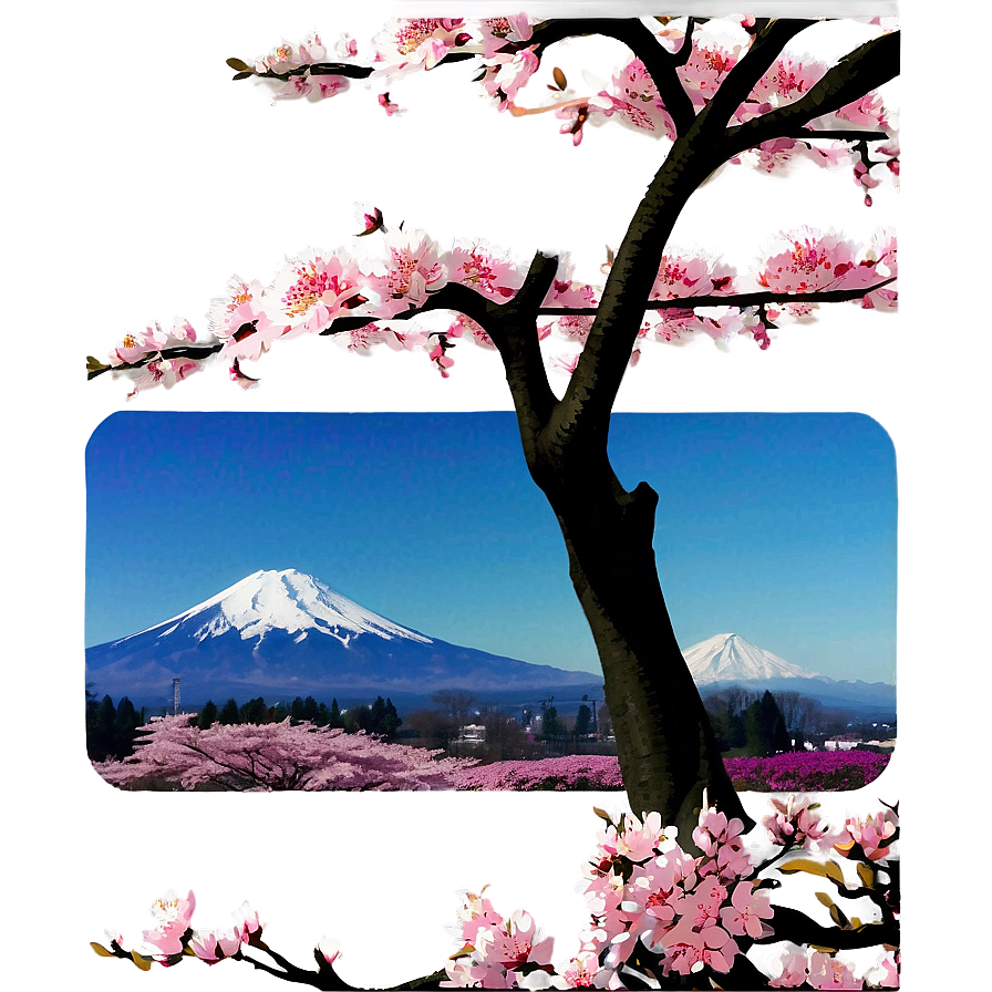 Sakura Tree With Mount Fuji Png 06122024 PNG Image