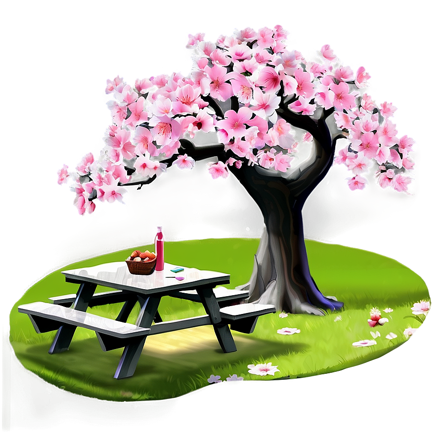 Sakura Tree With Picnic Scene Png 58 PNG Image