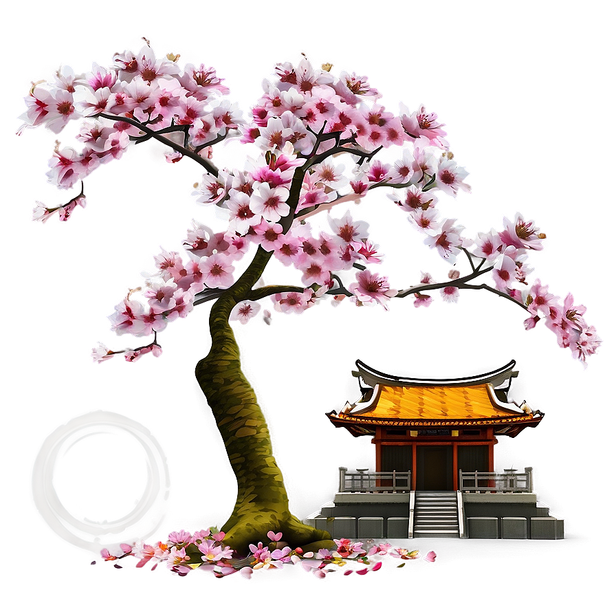 Sakura Tree With Temple Shrine Png 06122024 PNG Image