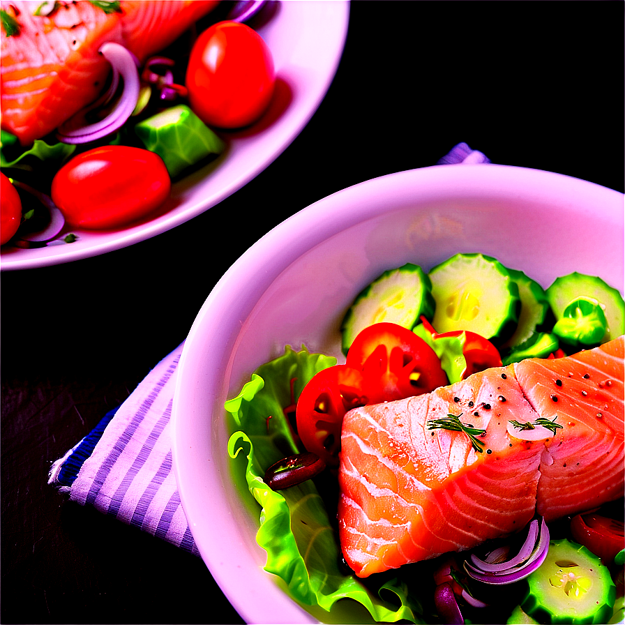 Salmon Salad Plate Png 05242024 PNG Image