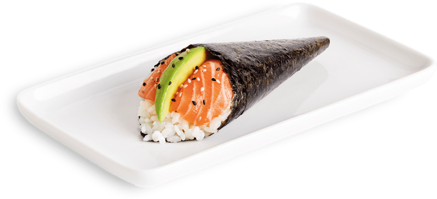 Salmon Temaki Sushi Cone PNG Image