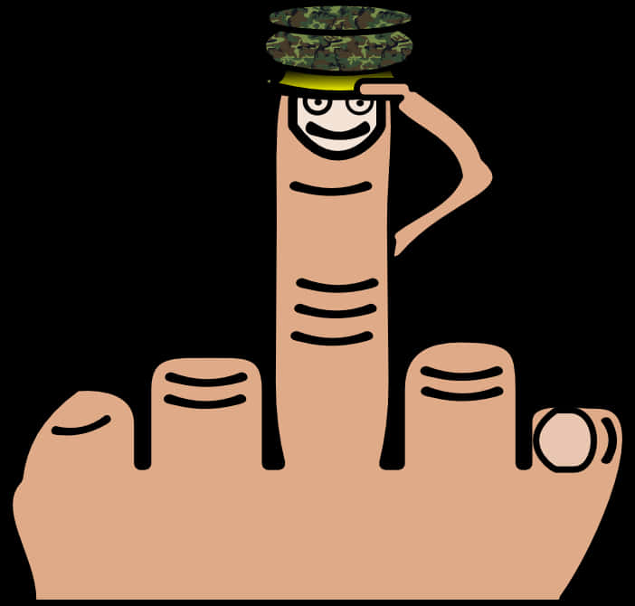 Saluting Cartoon Finger PNG Image