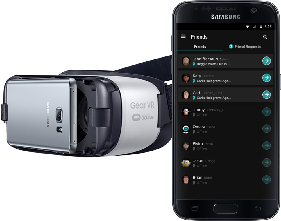 Samsung Gear V R Headsetwith Smartphone PNG Image