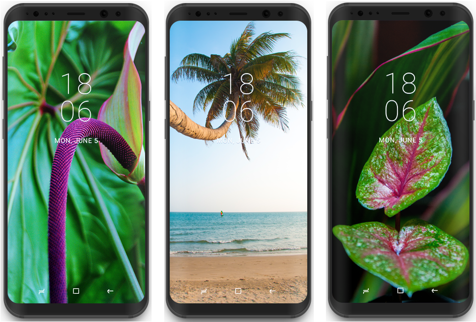 Samsung Phones Displaying Nature Wallpapers PNG Image