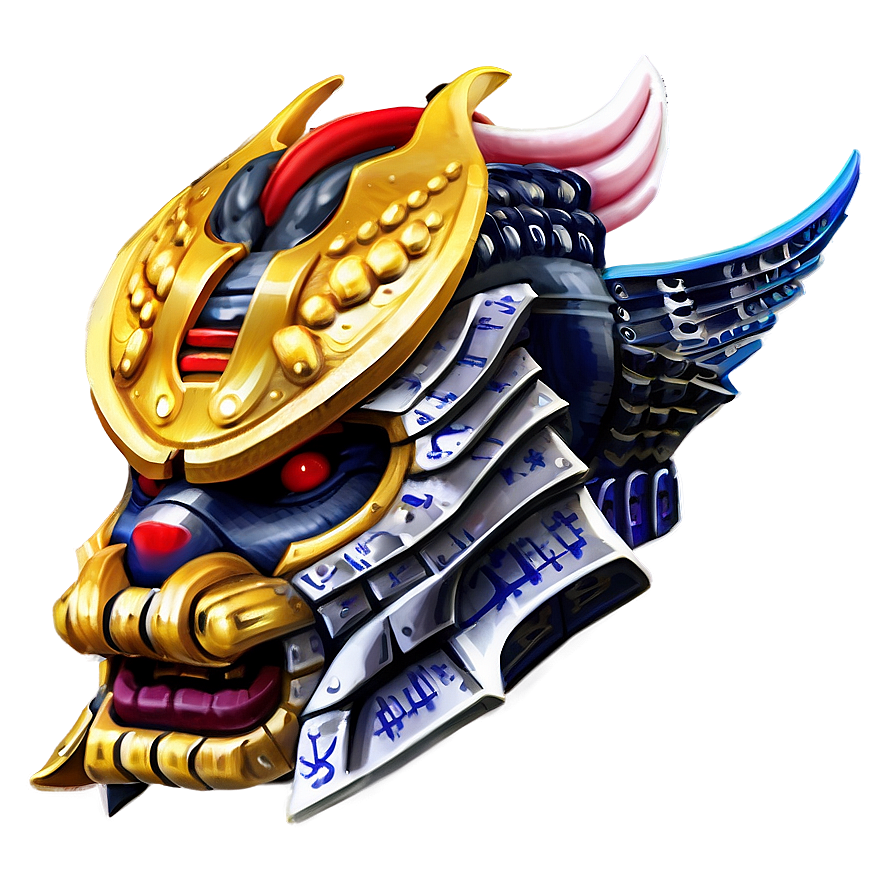 Samurai Helmet With Dragon Design Png Bjk PNG Image