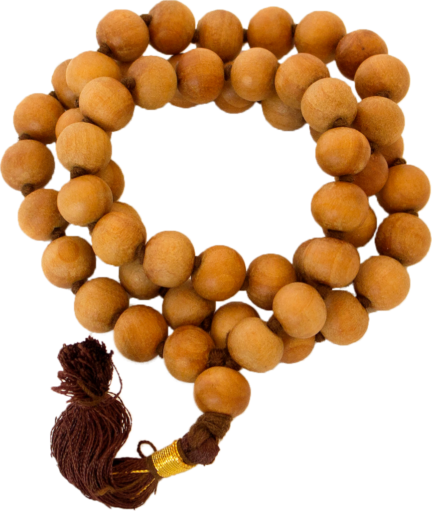 Sandalwood Beads Malawith Tassel.png PNG Image