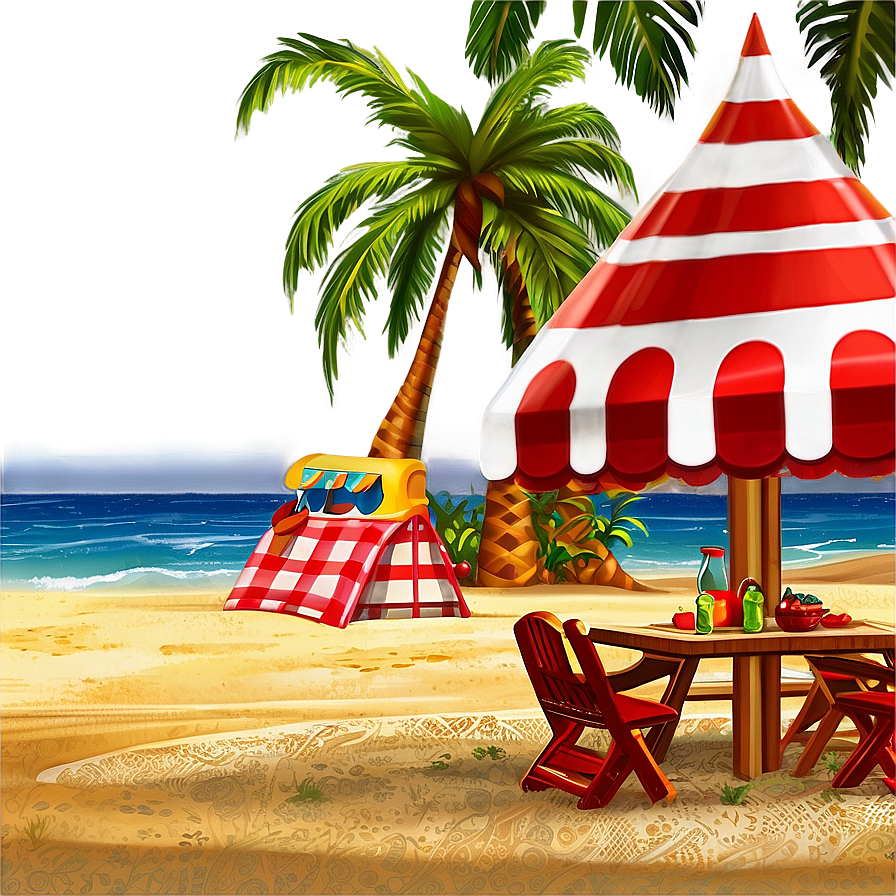 Sandy Beach Picnic Scene Png 06242024 PNG Image