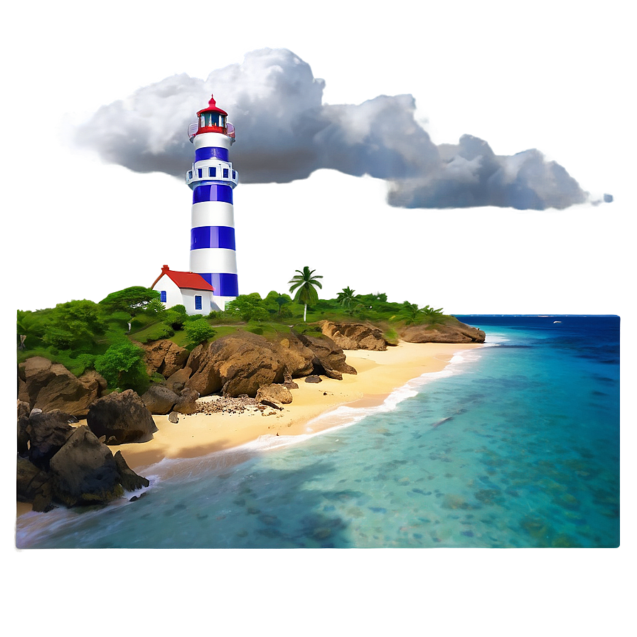 Sandy Coastline With Lighthouse Png 34 PNG Image