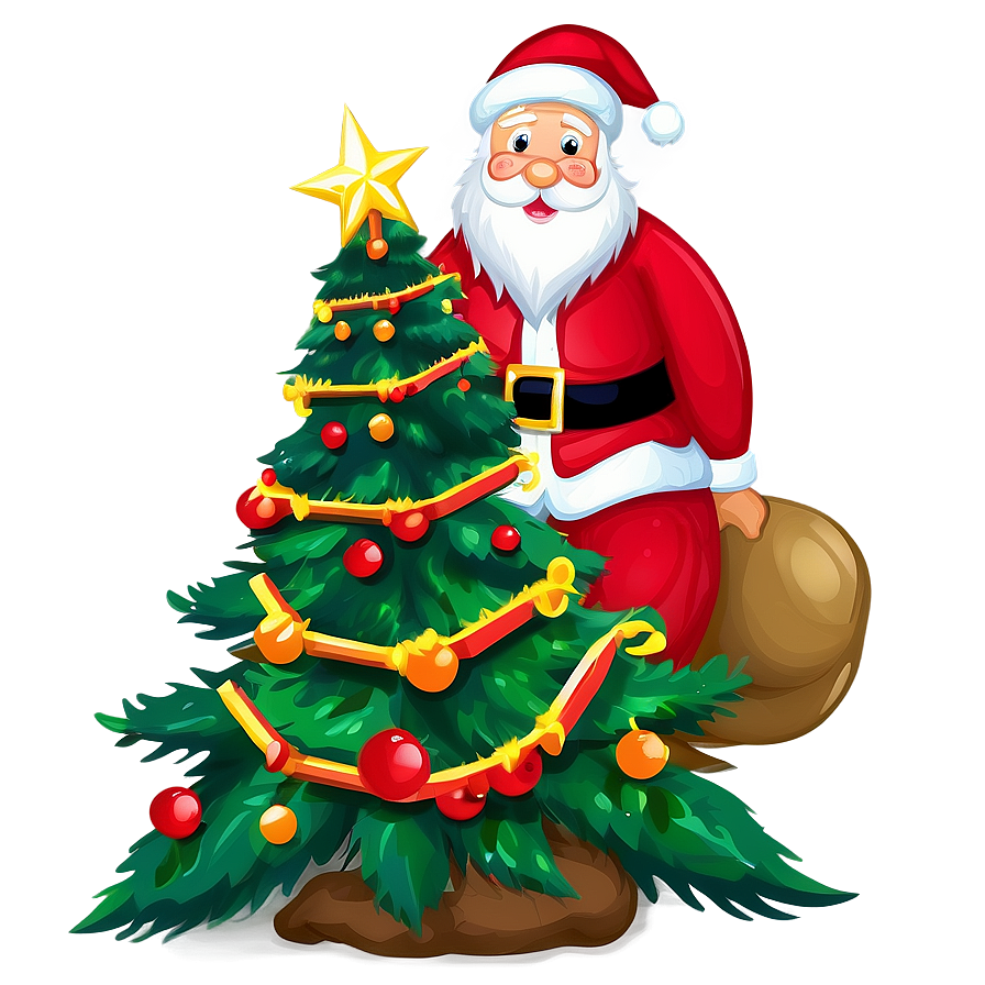 Santa And Christmas Tree Clipart Png 11 PNG Image