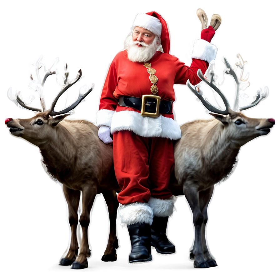 Santa And Reindeer Png 9 PNG Image