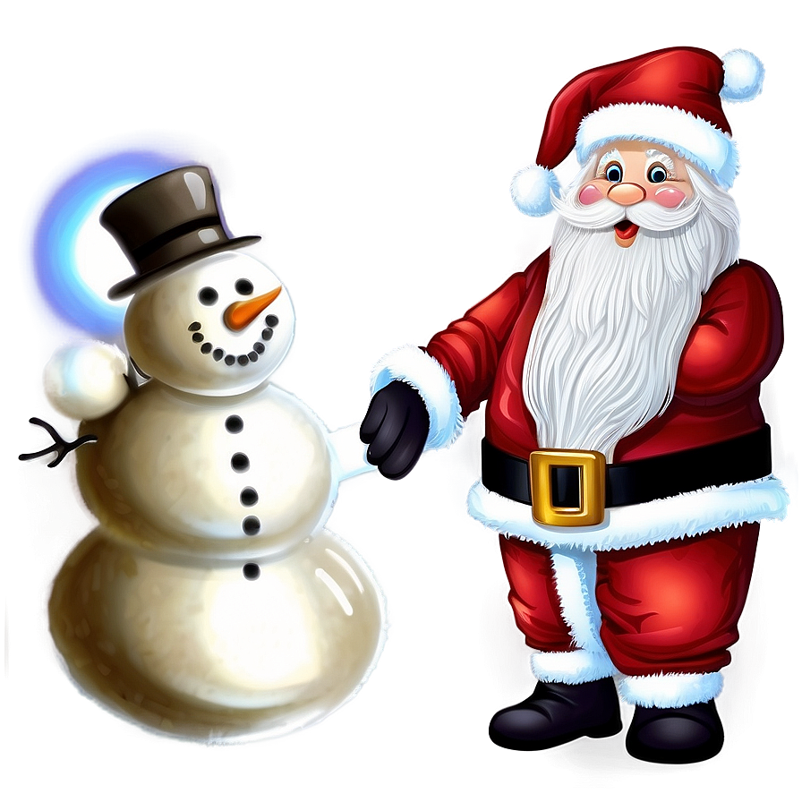 Santa Claus And Snowman Png Qbp PNG Image