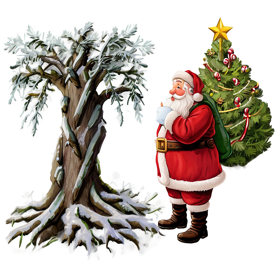 Santa Claus And Tree Png 89 PNG Image