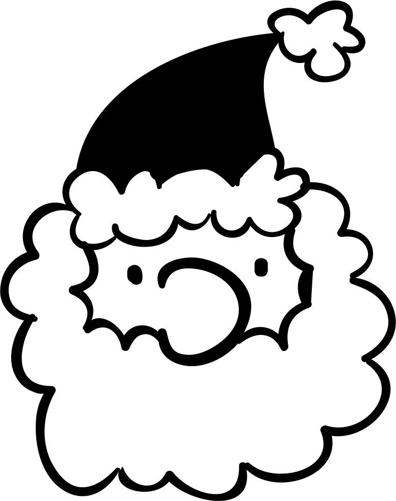 Santa Claus Hatand Beard Outline PNG Image