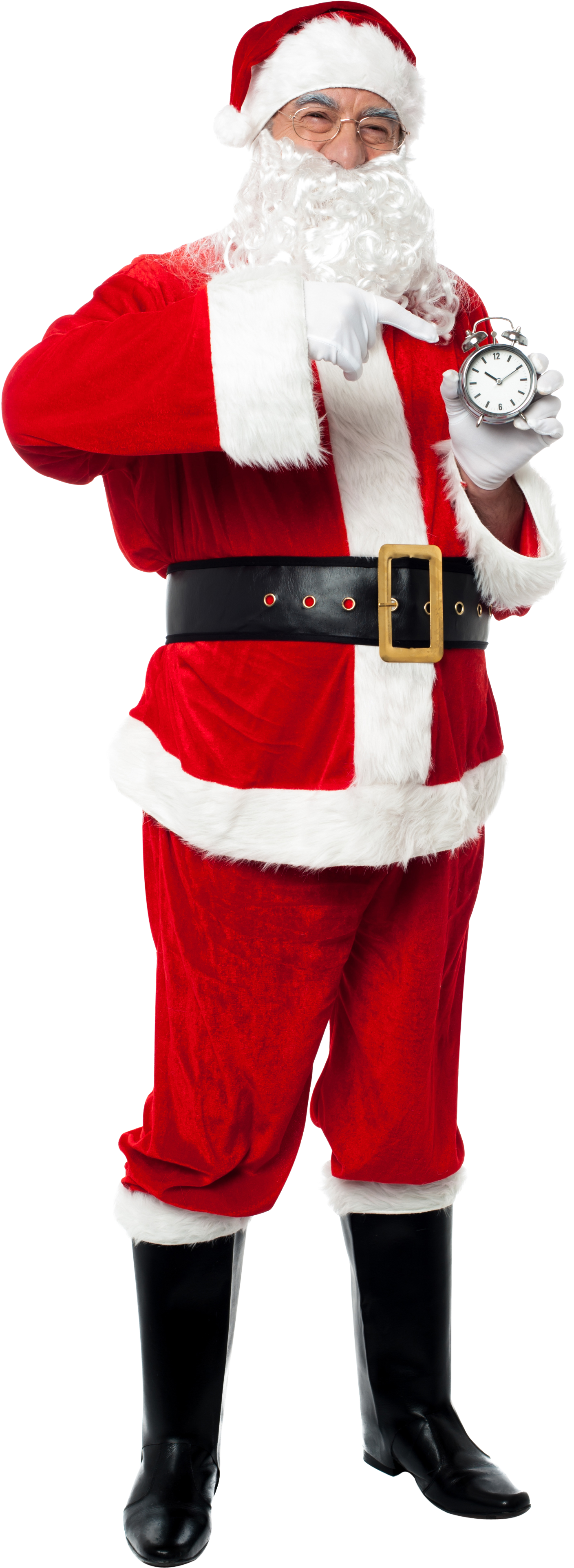 Santa_ Claus_ Holding_ Clock PNG Image