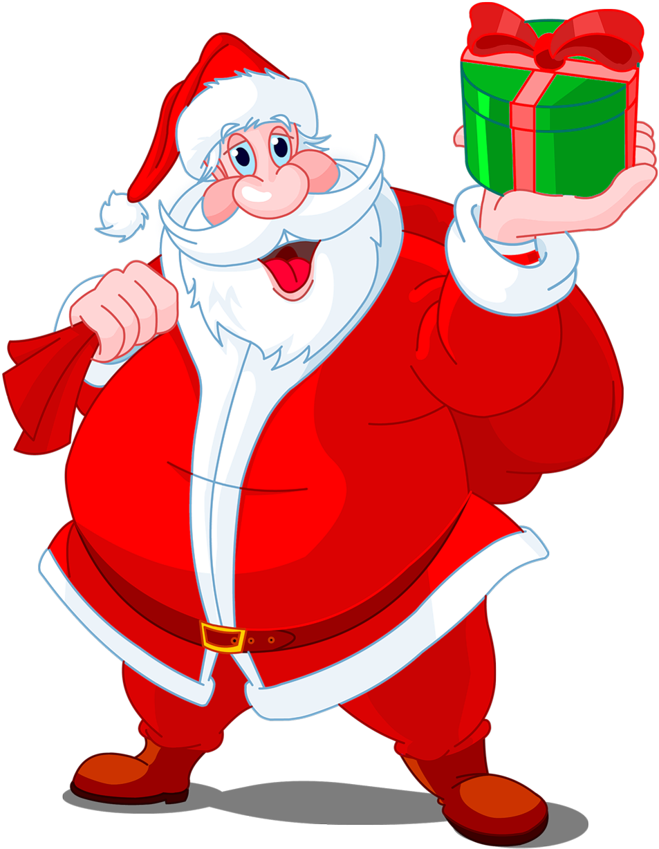 Santa Claus Holding Gift Transparent Background.png PNG Image