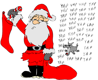 Santa_ Claus_ Holding_ Stocking_and_ Candy_ Cane PNG Image