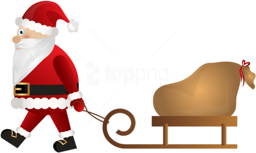 Santa Claus Pulling Sleigh PNG Image