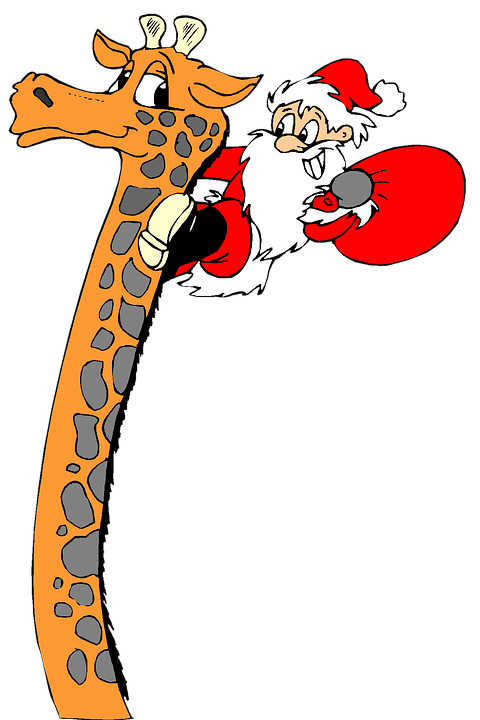 Santa Claus Riding Giraffe Christmas PNG Image