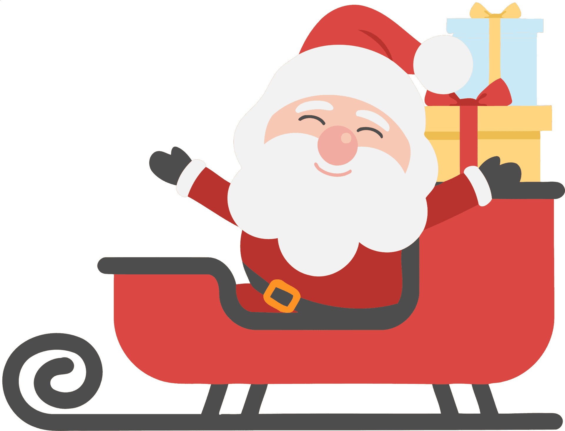 Santa Claus Sleigh Cartoon PNG Image