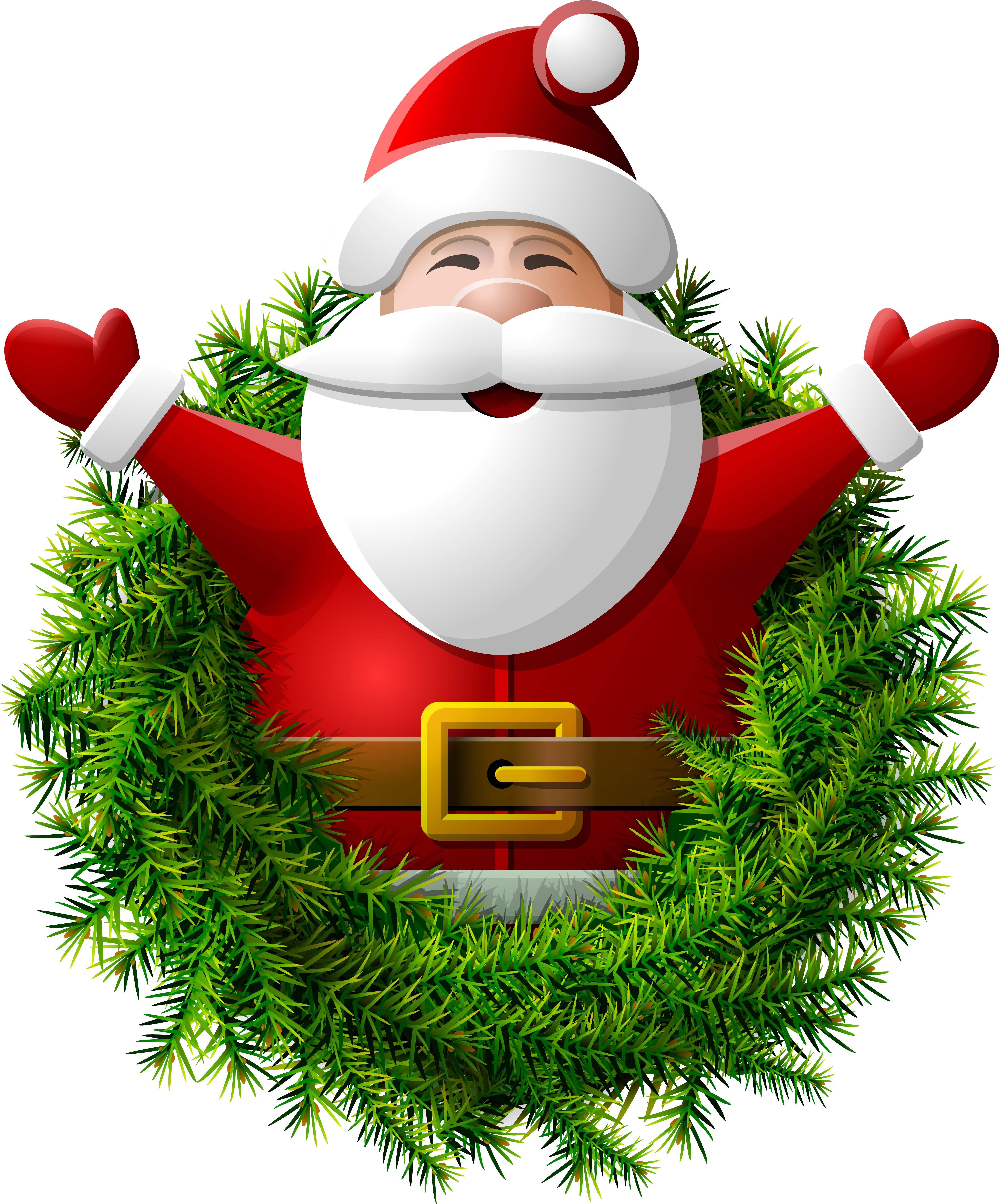 Santa Claus Wreath Greeting PNG Image