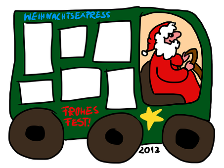 Santa Driving Christmas Express2013 PNG Image