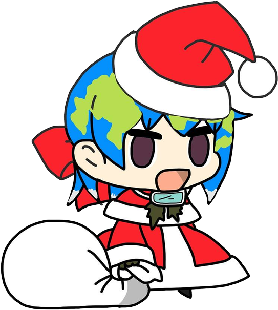 Santa Hat Earth Chan Emoji.png PNG Image