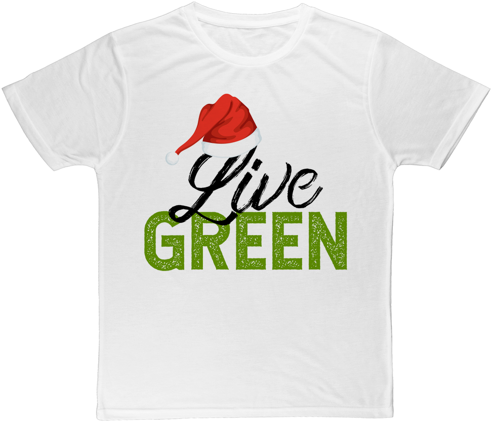 Santa Hat Live Green Tshirt Design PNG Image