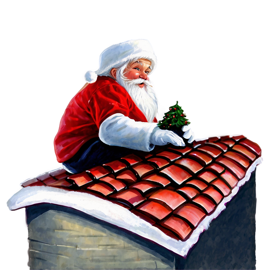 Santa On Roof Png Vpk PNG Image