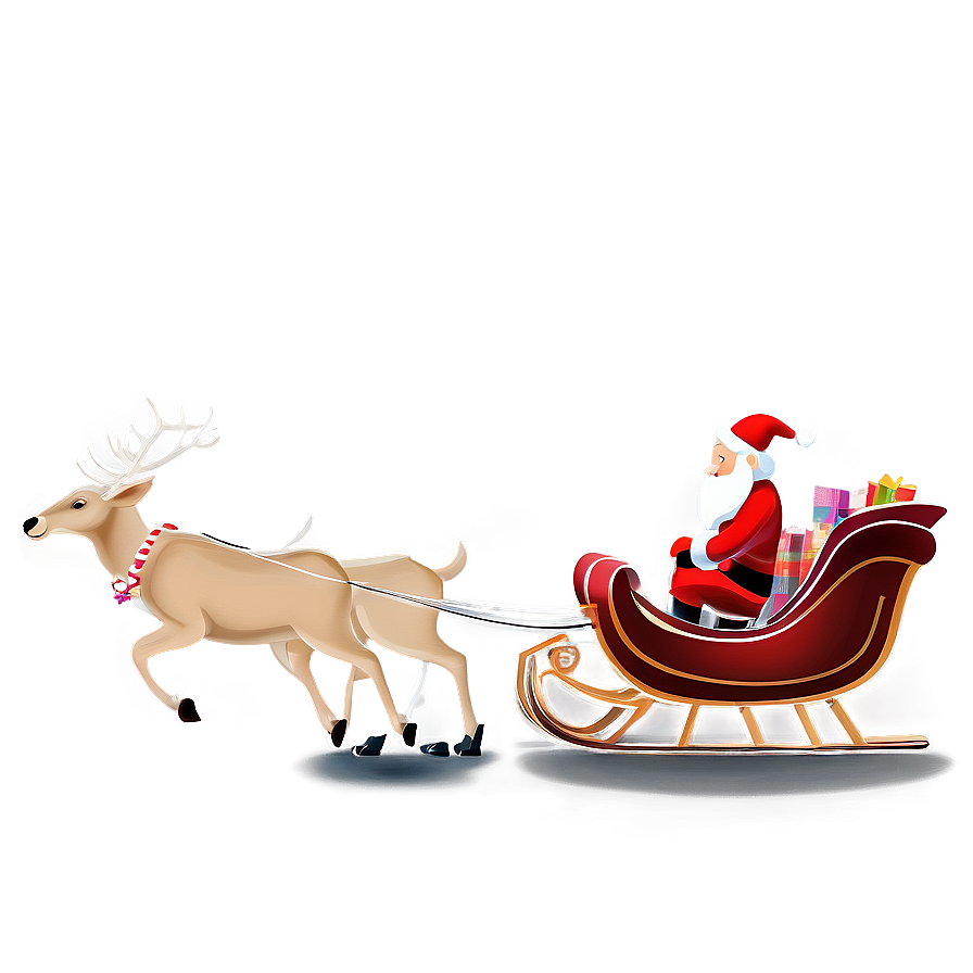 Santa's Sleigh And Reindeer Heading To Town Png 06282024 PNG Image