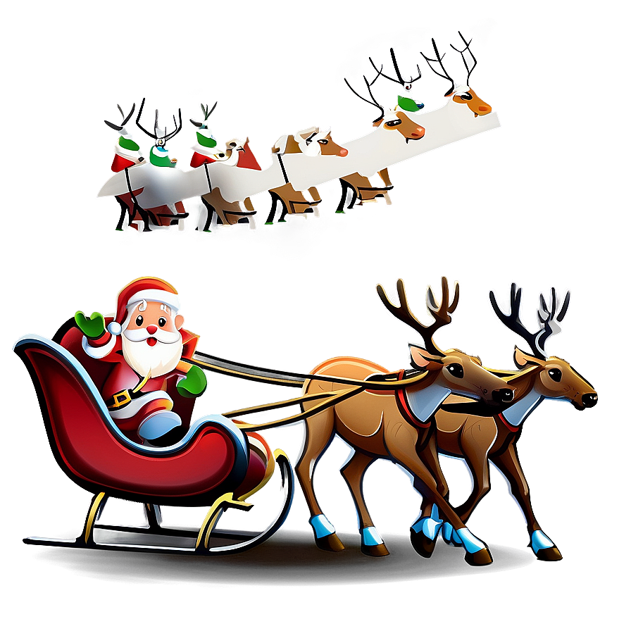 Santa's Sleigh And Reindeer Heading To Town Png Ggm PNG Image