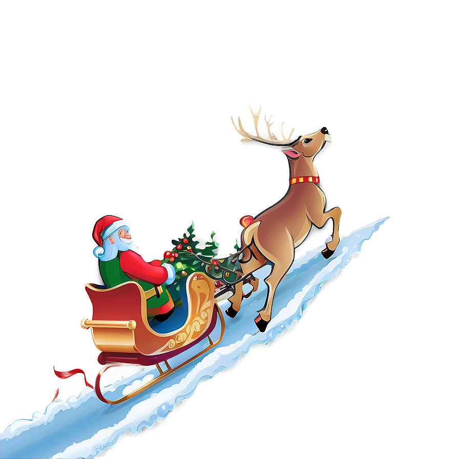 Santa's Sleigh And Reindeer Heading To Town Png Jli PNG Image