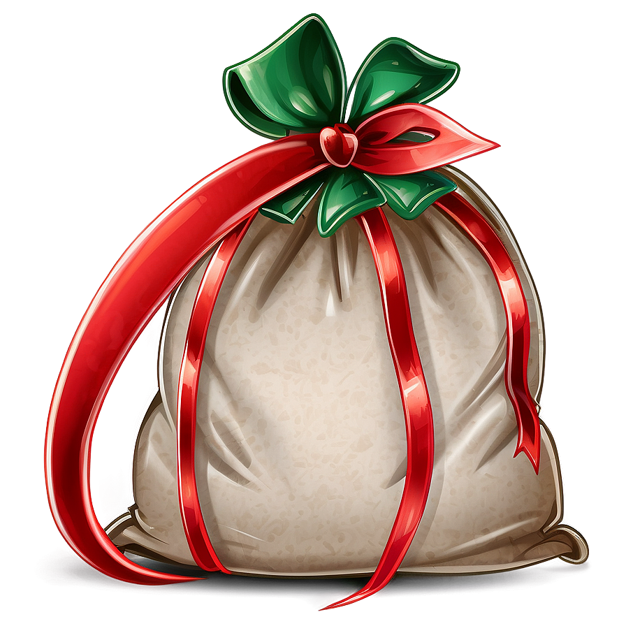 Santa Sack With Ribbon Png Oks PNG Image