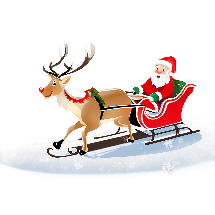 Santa Sleigh And Reindeer In Snow Png Bwe PNG Image