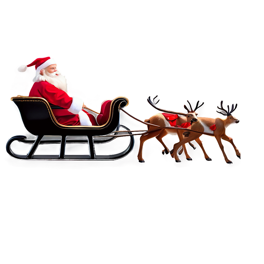 Santa Sleigh And Reindeer Landscape Png Lbl76 PNG Image