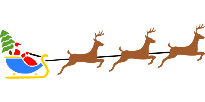 Santa Sleigh Reindeer Silhouette PNG Image