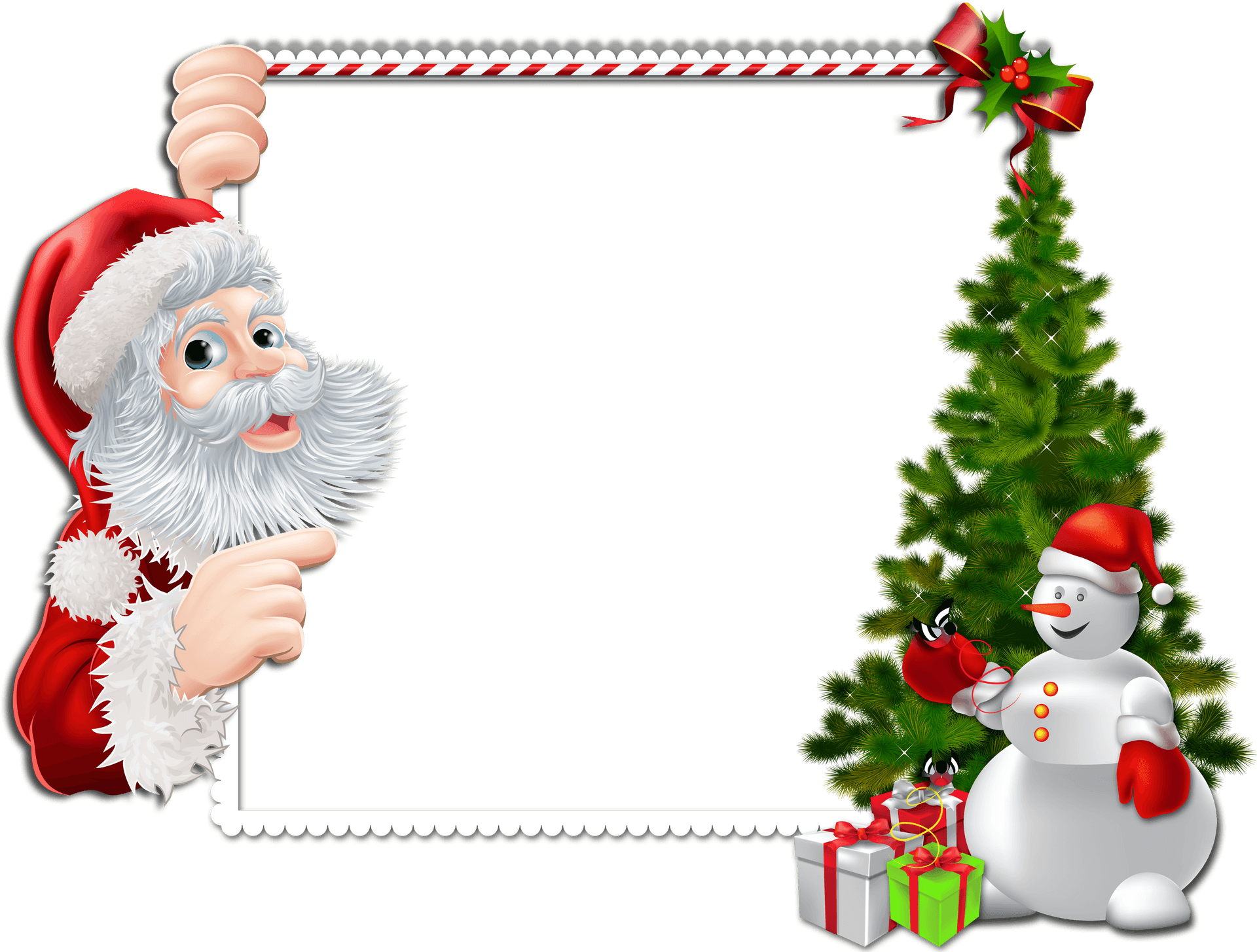 Santa Snowman Christmas Frame.png PNG Image