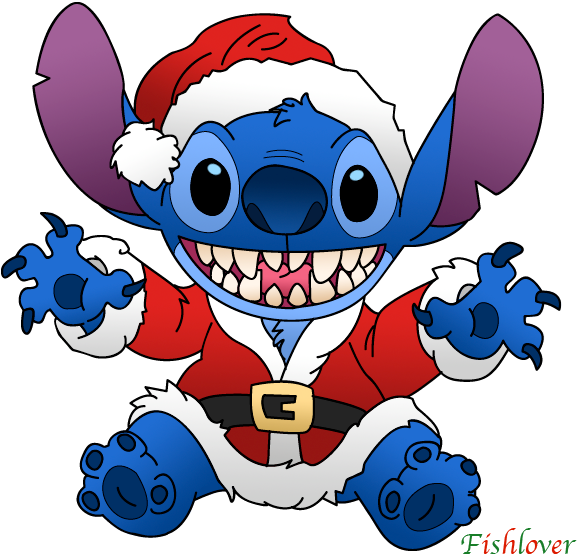 Santa Stitch Celebration PNG Image