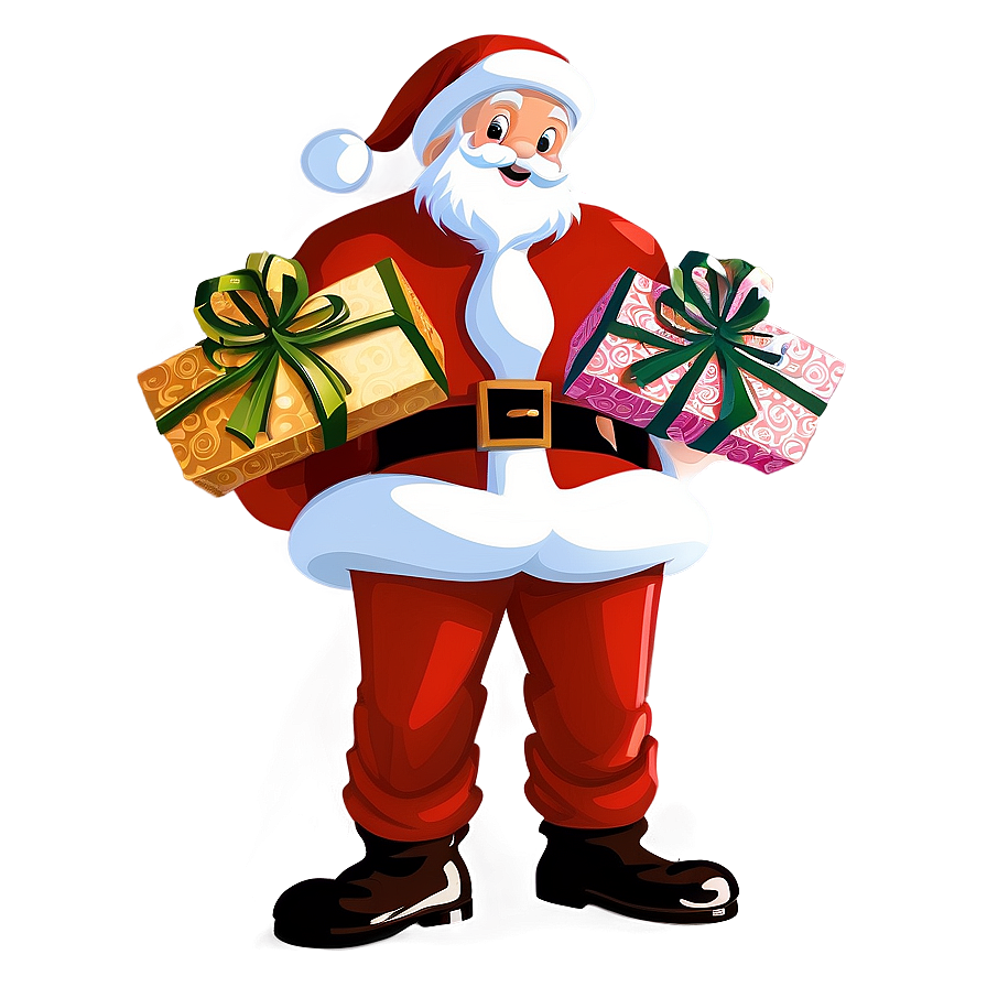 Santa With Gifts Cartoon Png 19 PNG Image