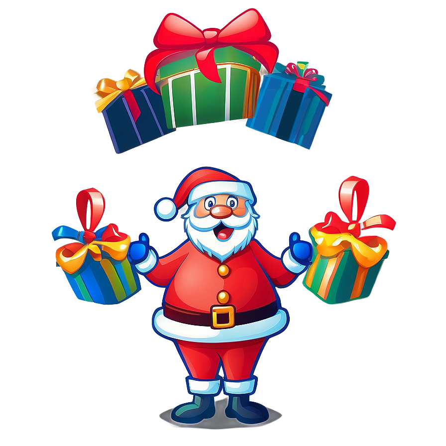 Santa With Gifts Cartoon Png Ubb PNG Image