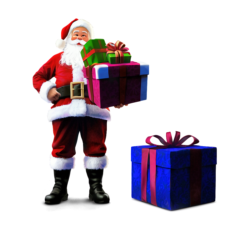 Santa With Gifts Png Dyx25 PNG Image