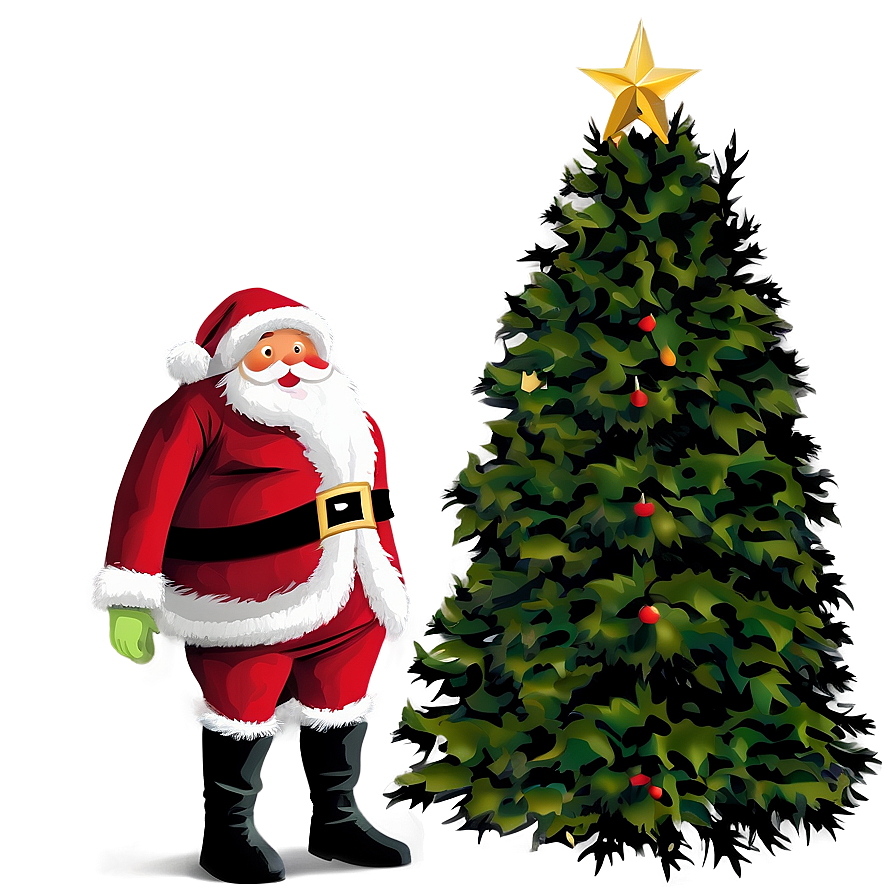 Santa With Tree Png Xxr15 PNG Image