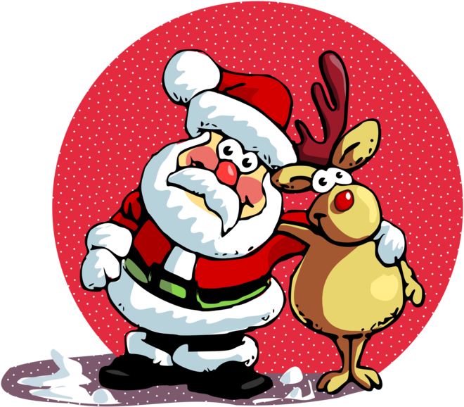 Santaand Reindeer Cartoon PNG Image