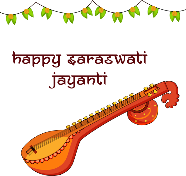 Saraswati Veena Celebration PNG Image