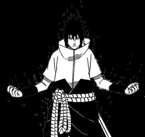 Sasuke Meditationin Darkness PNG Image