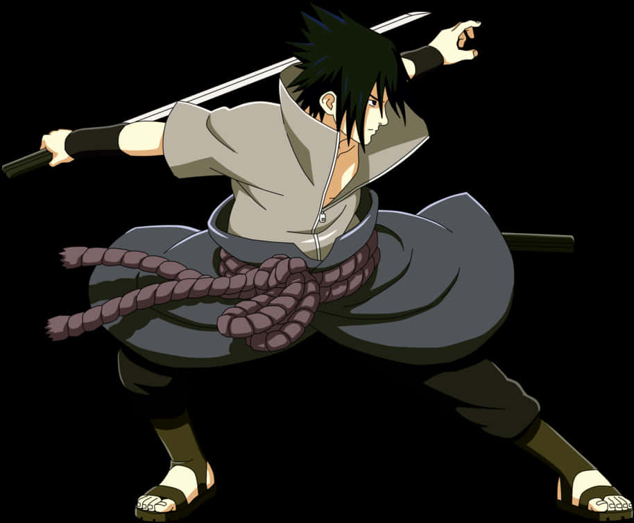 Sasuke_ Uchiha_ Action_ Pose PNG Image