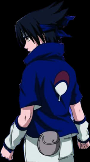 Sasuke Uchiha Blue Outfit Profile PNG Image