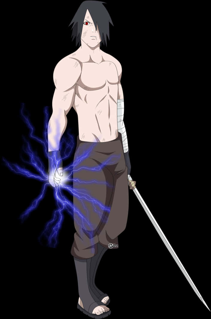 Sasuke_ Uchiha_ With_ Chidori PNG Image